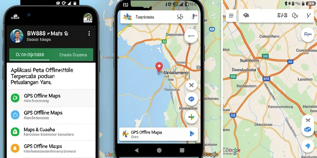 Tampilan antarmuka BW888 yang intuitif untuk GPS Offline Maps.