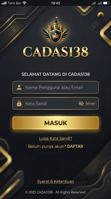 Tampilan halaman login cadas138
